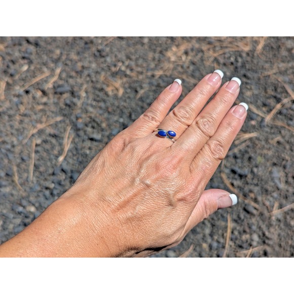 Handmade Native American 2 Stone Setting Bypass Ring Lapis Lazuli Sz 7 Jewelry** - Picture 6 of 10
